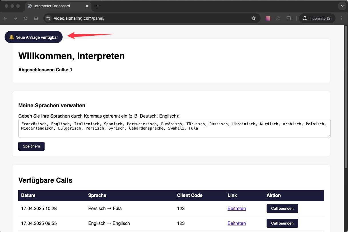 Dolmetscher Dashboard